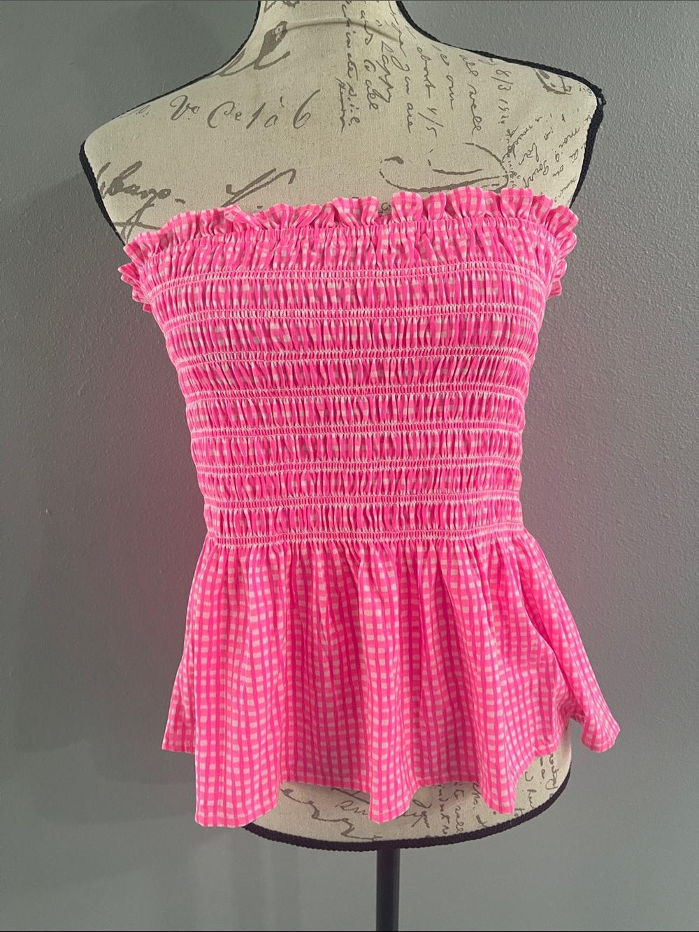 Lilly Pulitzer Pink Smocked Strapless Peplum Top